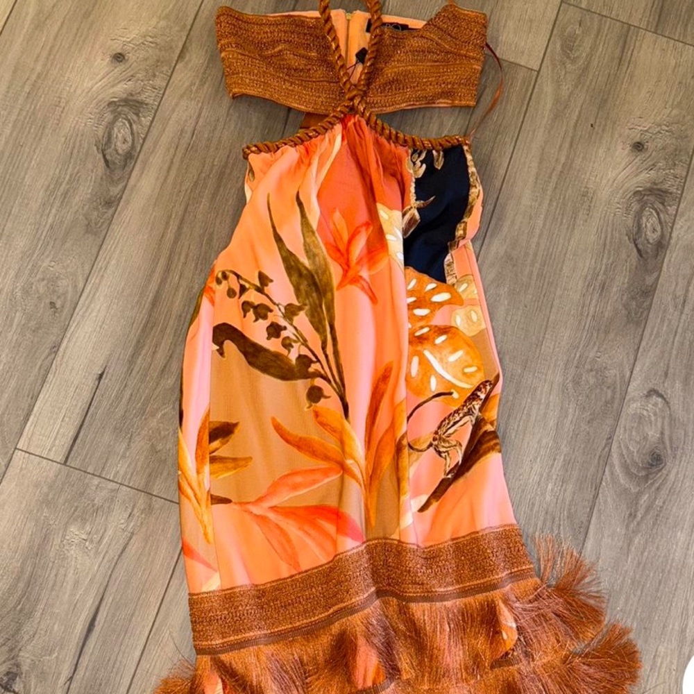 PatBo bananier CUT OUT MIDI DRESS with fringe XS (2) - Picture 4 of 5